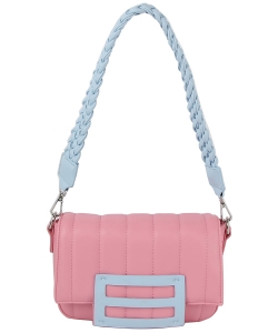 Candy Colorblock Flap Crossbody Bag LHU515-Z PINK